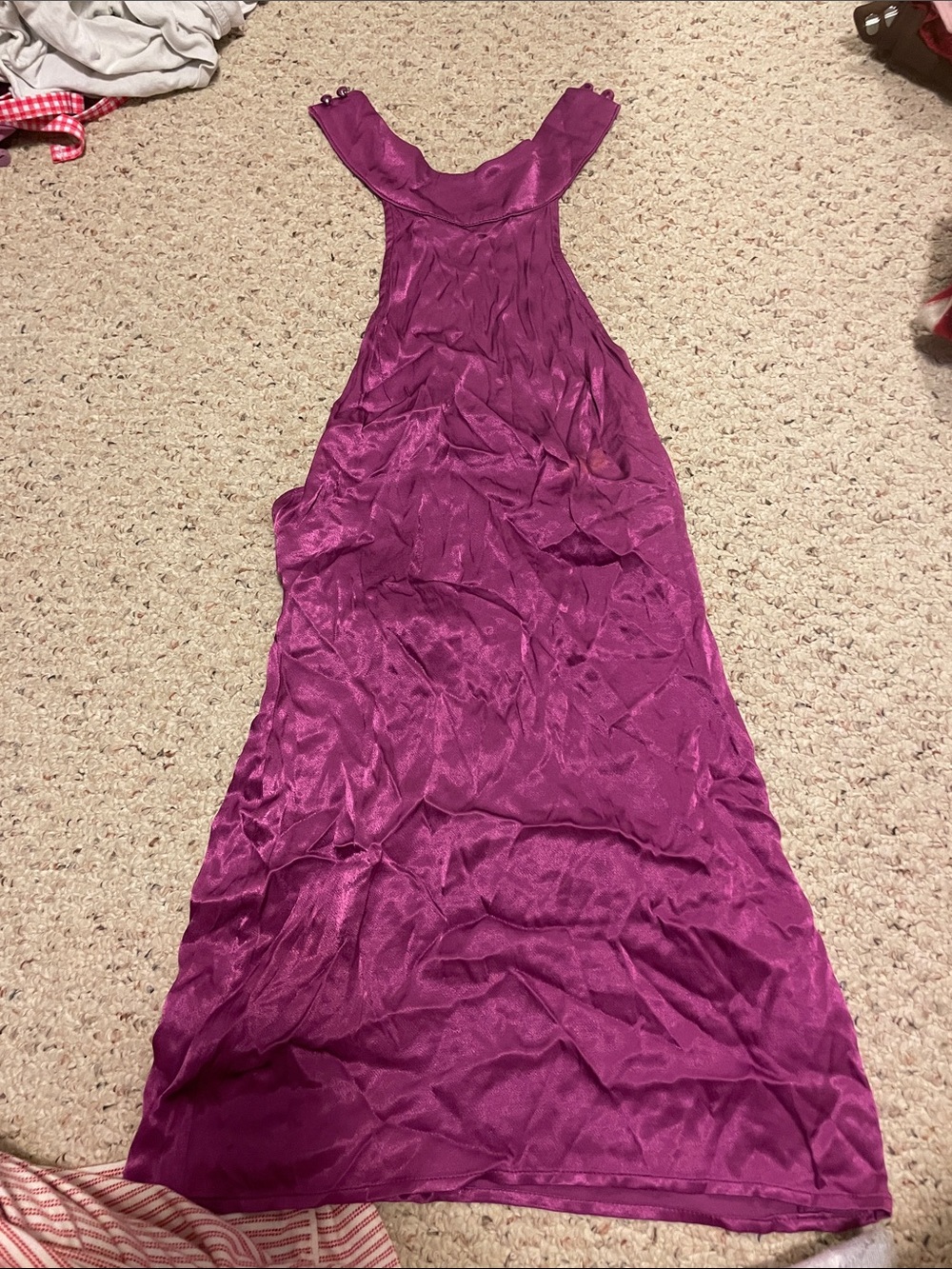 Backless Satin Maxi Dress in Magenta
